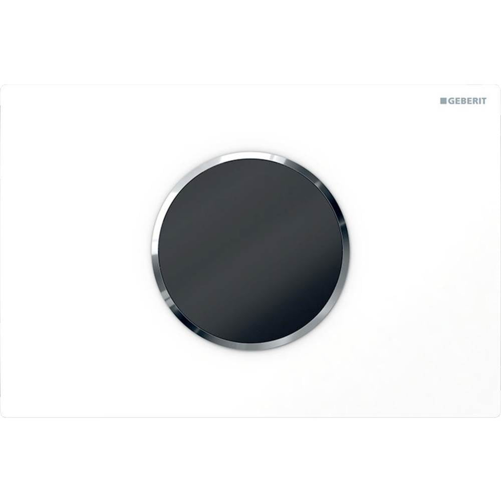 Geberit - Wc Flush Control With Electronic Flush Actuation, Battery Operation, Dual Flush, Sigma10 Actuator Plate, Automatic/Touchless White, Bright Chrome - White With Bright Chrome