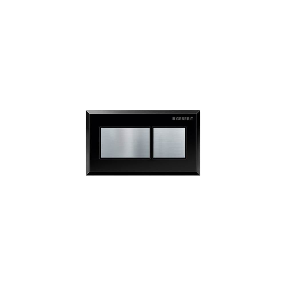 Geberit - Geberit remote flush actuation, square design, pneumatic, for dual flush, for Sigma concealed cistern 8 cm, concealed actuator: black, chrome-pla - Black, Chrome Plated, Brushed