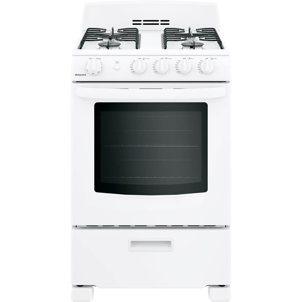 Hotpoint - Hotpoint 24'' Front-Control Free-Standing Gas Range with Large Window - White