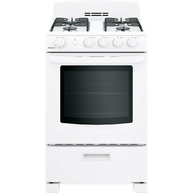 Hotpoint - Hotpoint 24'' Front-Control Free-Standing Gas Range with Large Window - White
