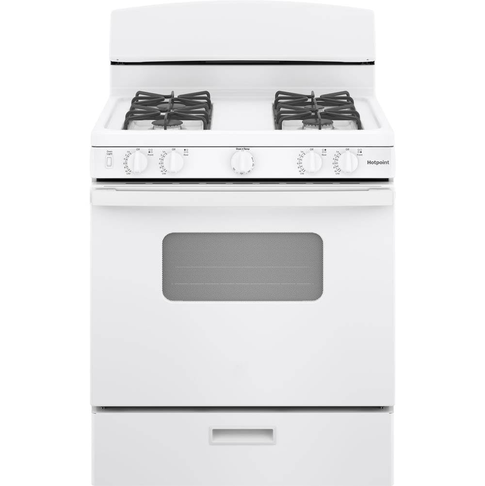 Hotpoint - 30'' Free-Standing Front Control Gas Range - White on White