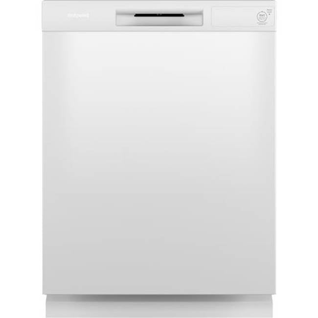 Hotpoint - One Button Dishwasher with Plastic Interior - White