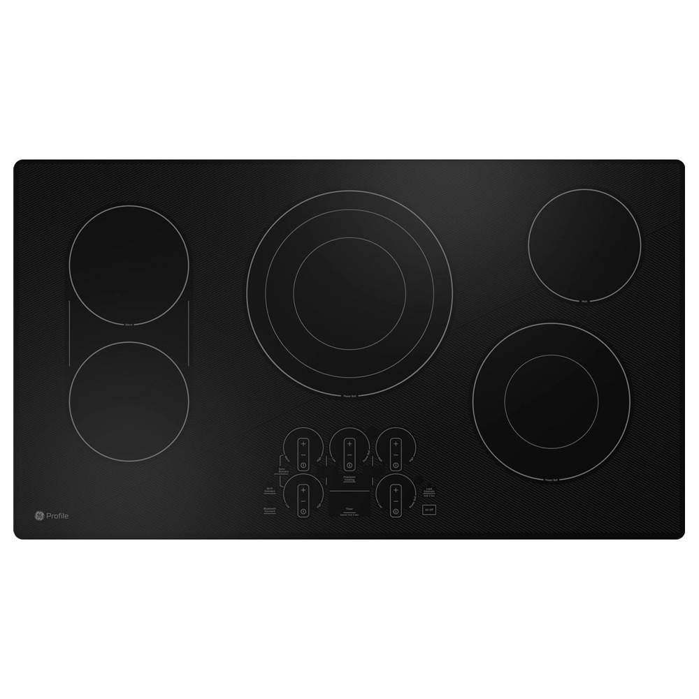 GE Profile Series - 36'' WidthRadiant Cktp5 BurnersTch Cntrl12''/9''/6'' Tri-Ring ElementKitchen TimerADA Compliant - Black on Black