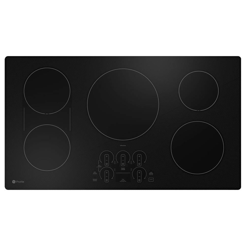 GE Profile Series - 36'' WidthInduction Cktp5 BurnersTch Cntrl11'' 3,700W Induction ElementSync BurnersGourmet Guide Ckg, Hestan Pan InclADA Compliant - Black on Black