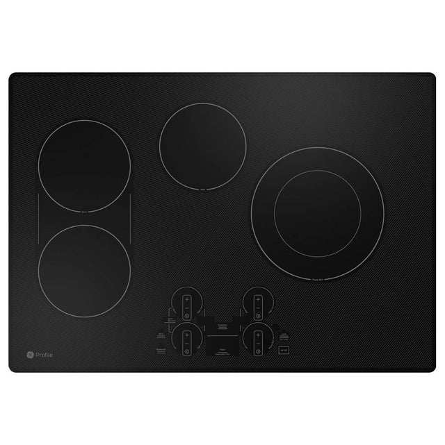 GE Profile Series - 30'' WidthRadiant Cktp4 BurnersTch Cntrl1x 9''/6'' Dual PowerBoil ElementKitchen TimerADA Compliant - Black on Black