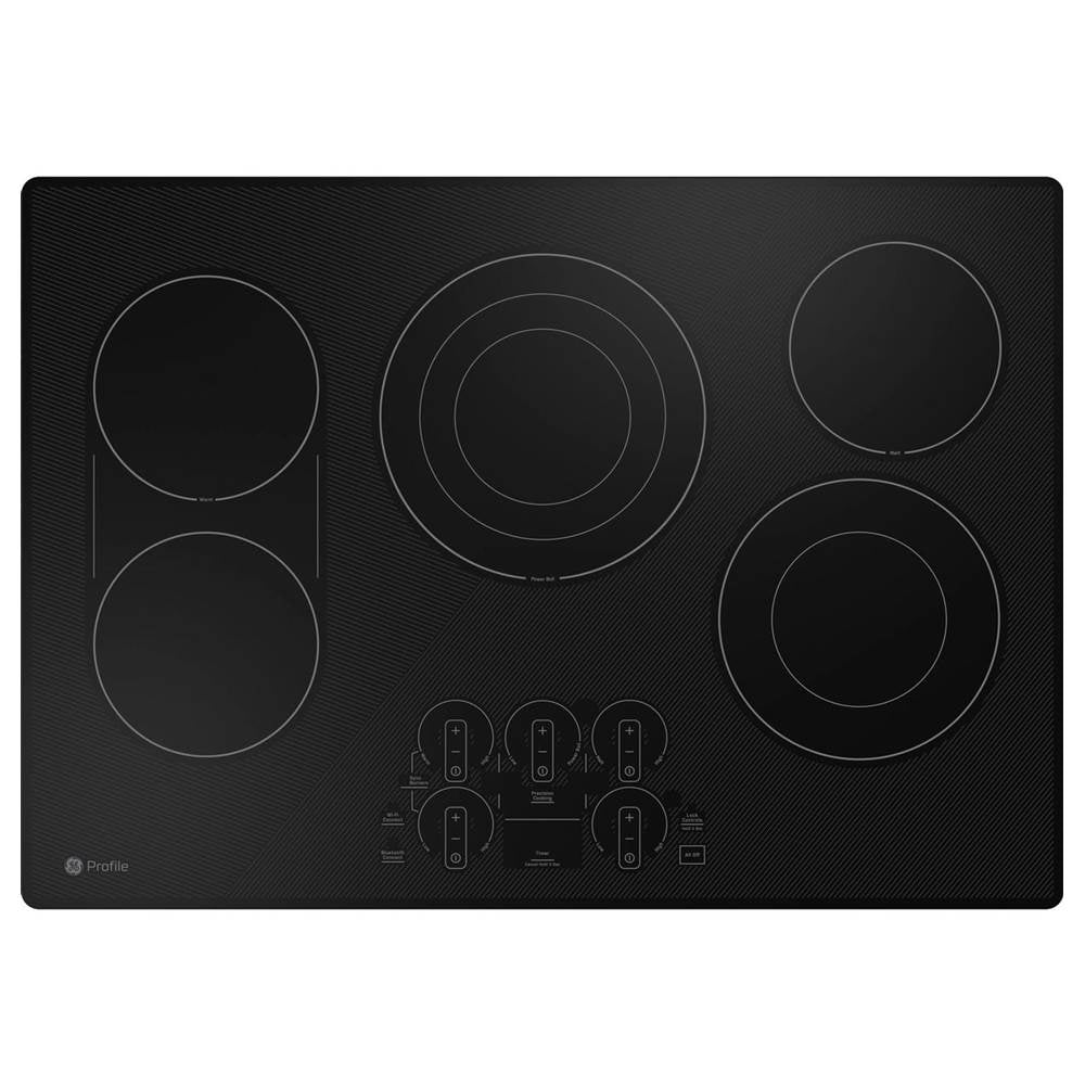 GE Profile Series - 30'' WidthRadiant Cktp5 BurnersTch Cntrl3,000W Tri-Ring Power Boil ElementSync BurnersGourmet Guide Ckg, Hestan Pan InclADA Compliant - Black on Black