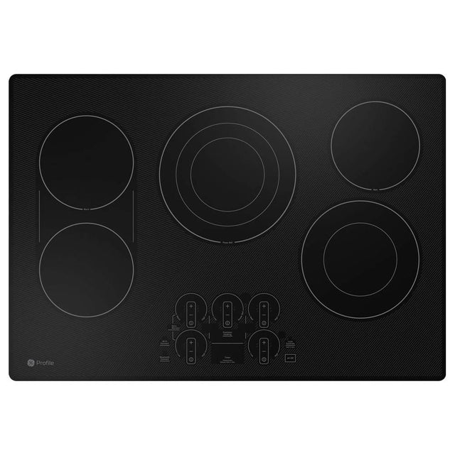 GE Profile Series - 30'' WidthRadiant Cktp5 BurnersTch Cntrl3,000W Tri-Ring Power Boil ElementSync BurnersGourmet Guide Ckg, Hestan Pan InclADA Compliant - Black on Black