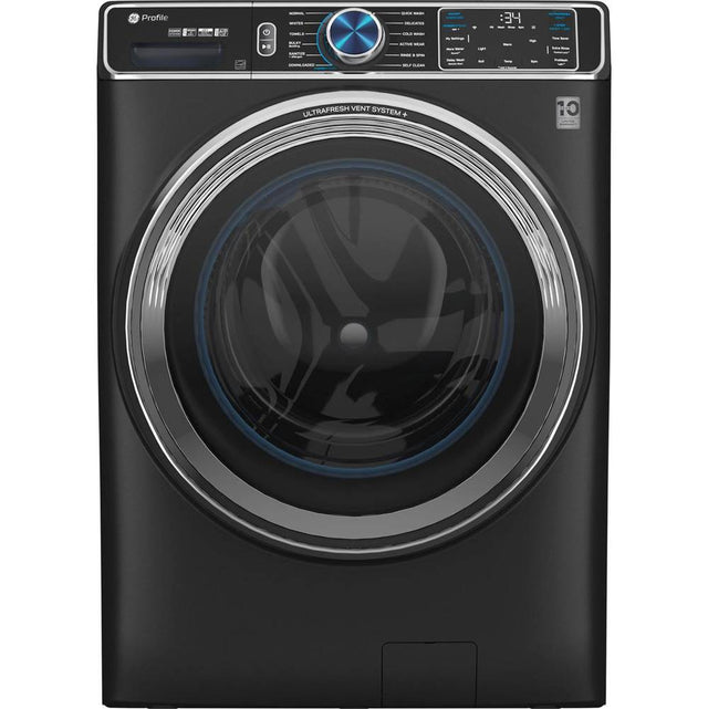 GE Profile Series - 5.3 Cu. Ft. Capacity Smart Front Load Energy Star Steam Washer With Adaptive Smartdispenseultrafresh Vent System Pluswith Odorblock - Black Slate