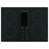 GE Profile Series - 30'' Downdraft Electric Cooktop - Black on Black