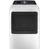 GE Profile Series - 7.4 Cu. Ft. Capacity Smart Aluminized Alloy Drum Gas Dryer With Sanitize Cycle And Sensor Dry - White with Silver