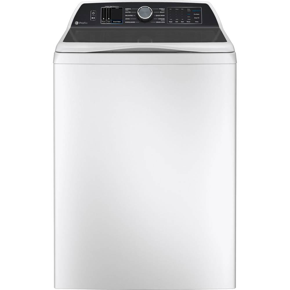 GE Profile Series - 5.3 Cu. Ft. Capacity Washer With Smarter Wash Technology And Flexdispense - White with Silver