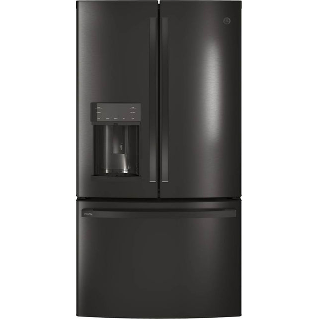 GE Profile Series - GE Profile Series ENERGY STAR 22.1 Cu. Ft. Counter-Depth French-Door Refrigerator with Hands-Free AutoFill - Fingerprint Resistant Black Stainless