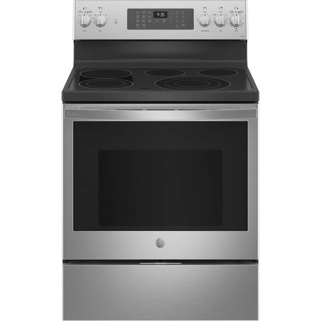 GE Profile Series - 30'' Smart Free-Standing Electric Convection Fingerprint Resistant Range With No Preheat Air Fry - Stainless Steel