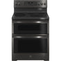 GE Profile Series - 30'' Smart Free-Standing Electric Double Oven Convection Range With No Preheat Air Fry - Black Stainless