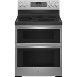 GE Profile Series - 30'' Smart Free-Standing Electric Double Oven Convection Range With No Preheat Air Fry - Stainless Steel