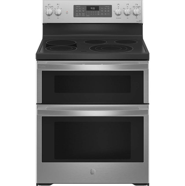 GE Profile Series - 30'' Smart Free-Standing Electric Double Oven Convection Range With No Preheat Air Fry - Stainless Steel