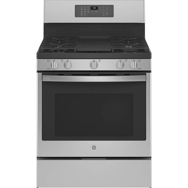 GE Profile Series - Smart 30'' Free-Standing Self Clean Gas Fingerprint Resistant Range With No Preheat Air Fry - Stainless Steel