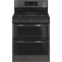 GE Profile Series - 30'' Free-Standing Gas Double Oven Convection Range With No Preheat Air Fry - Black Stainless