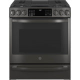 GE Profile Series - 30'' Smart Slide-In Front-Control Gas Range With No Preheat Air Fry - Black Stainless
