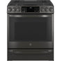 GE Profile Series - 30'' Smart Slide-In Front-Control Gas Range With No Preheat Air Fry - Black Stainless