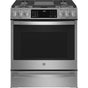GE Profile Series - 30'' Smart Slide-In Front-Control Gas Fingerprint Resistant Range With No Preheat Air Fry - Stainless Steel
