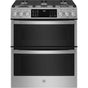 GE Profile Series - 30'' Smart Slide-In Front-Control Gas Double Oven Convection Fingerprint Resistant Range - Stainless Steel