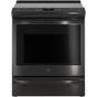 GE Profile Series - 30'' Smart Slide-In Electric Convection Range With No Preheat Air Fry - Black Stainless