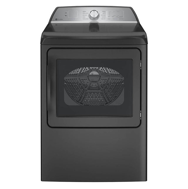 GE Profile Series - 7.4 cu. ft. Capacity aluminized alloy drum Electric Dryer with Sanitize Cycle and Sensor Dry - Diamond Gray