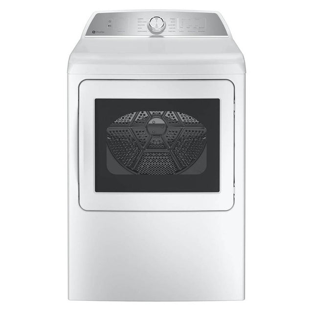 GE Profile Series - 7.4 cu. ft. Capacity aluminized alloy drum Electric Dryer with Sanitize Cycle and Sensor Dry - White