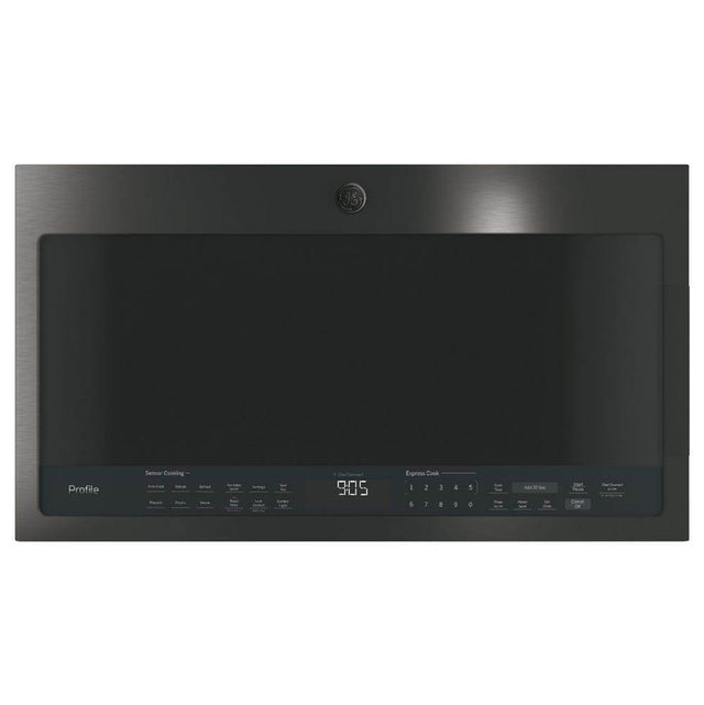 GE Profile Series - GE Profile 2.1 Cu. Ft. Over-the-Range Sensor Microwave Oven - Fingerprint Resistant Black Stainless