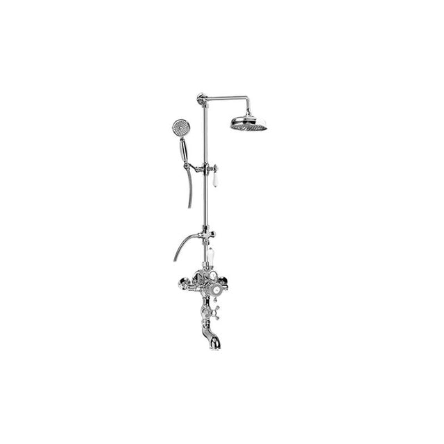 Graff - Adley Exposed Thermostatic Tub and Shower System - w/Metal Handshower Handle - Architectural White