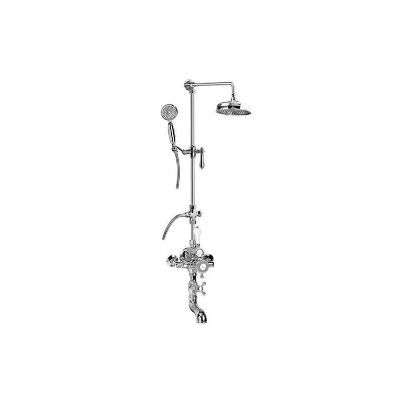 Graff - Adley Exposed Thermostatic Tub and Shower System - w/Metal Handshower Handle - Steelnox  Satin Nickel