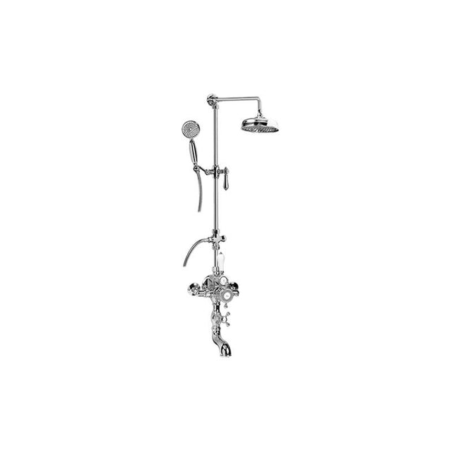 Graff - Adley Exposed Thermostatic Tub and Shower System - w/Metal Handshower Handle - Architectural White