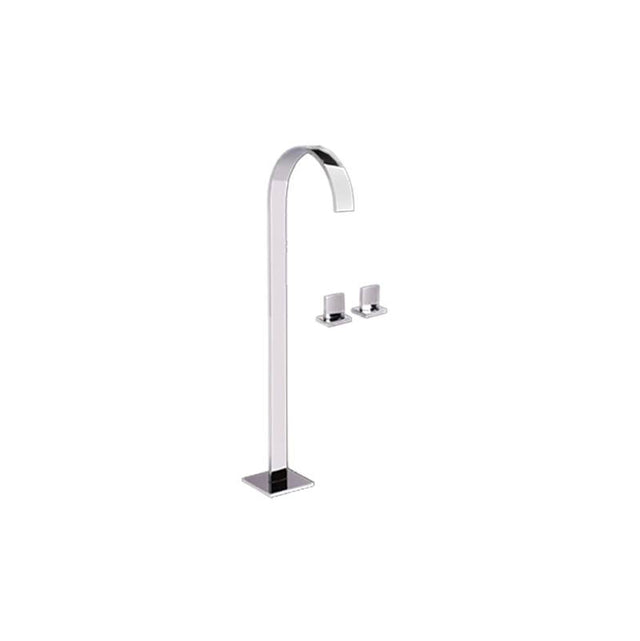 Graff - Sade Floor-Mounted Vessel Filler w/Deck-Mounted Handles - Architectural White
