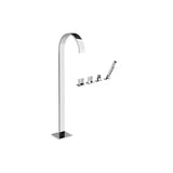 Graff - Sade Floor-Mounted Tub Filler w/Deck-Mounted Handshower & Diverter - Brushed Nickel