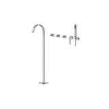 Graff - Sade Floor-Mounted Tub Filler w/Wall-Mounted Handshower & Diverter - Architectural White