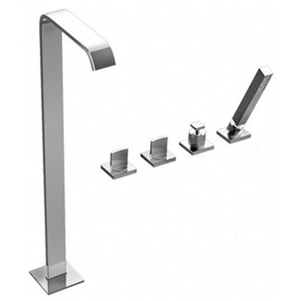 Graff - Targa Floor-Mounted Tub Filler w/Deck-Mounted Handshower & Diverter - Matte Black