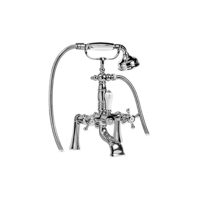 Graff - Adley Exposed Deck-Mounted Tub Filler w/Handshower Set - Steelnox  Satin Nickel