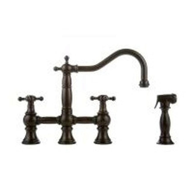 Graff - Bridge Kitchen Faucet with Side Spray - Vintage Brushed Brass