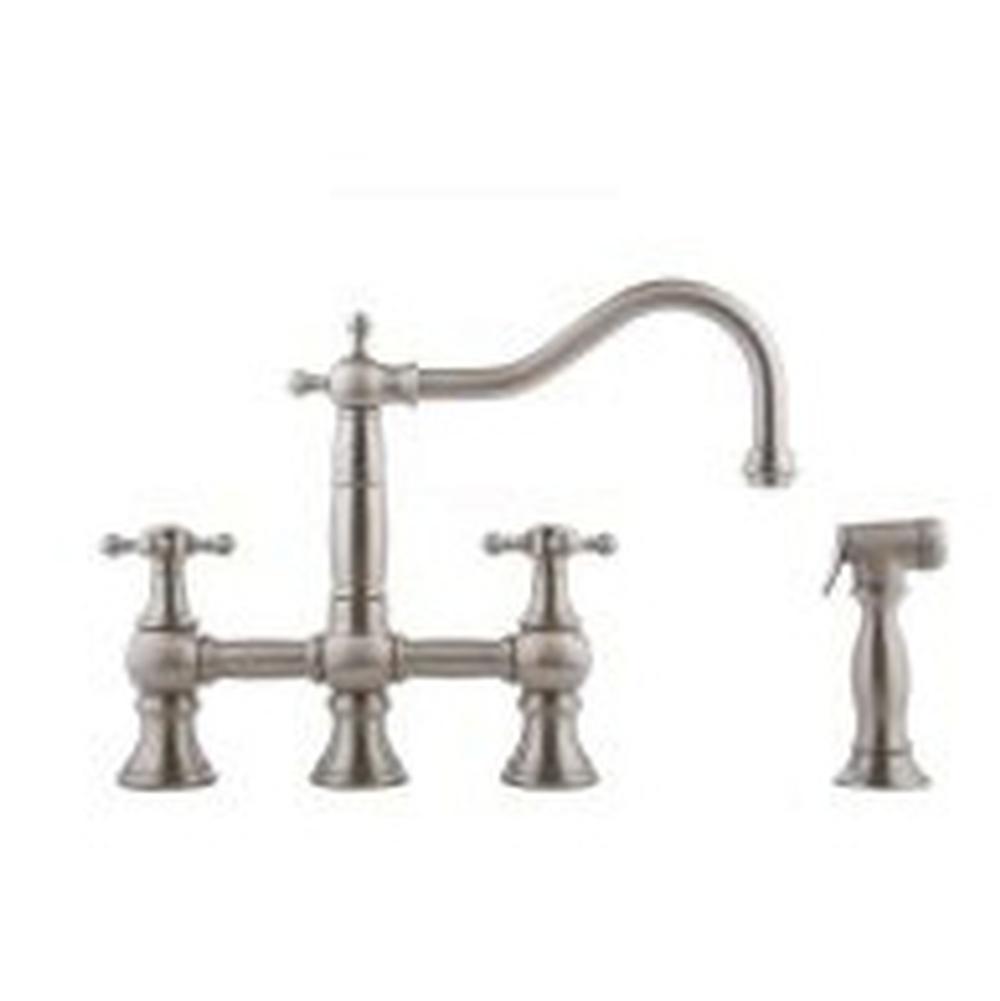 Graff - Bridge Kitchen Faucet with Side Spray - Steelnox  Satin Nickel