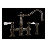 Graff - Bridge Kitchen Faucet with Side Spray - Vintage Brushed Brass