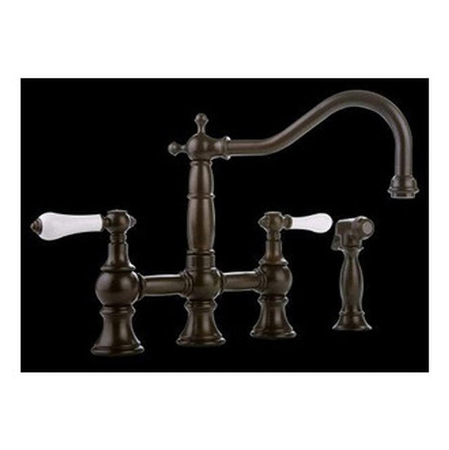 Graff - Bridge Kitchen Faucet with Side Spray - Vintage Brushed Brass