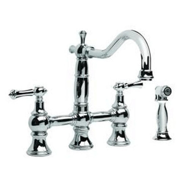 Graff - Bridge Kitchen Faucet with Side Spray - Vintage Brushed Brass