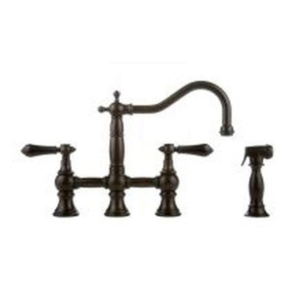 Graff - Bridge Kitchen Faucet with Side Spray - Vintage Brushed Brass