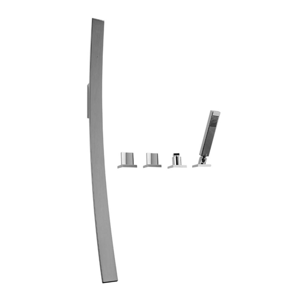 Graff - Luna Wall-Mounted Tub Filler w/Deck-Mounted Handles/Handshower Set - Polished Chrome