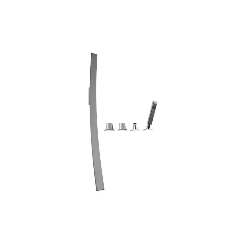 Graff - Luna Wall-Mounted Tub Filler w/Deck-Mounted Handles/Handshower Set - Architectural White