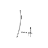 Graff - Luna Wall-Mounted Tub Filler w/Wall-Mounted Handles & Handshower Set - Architectural White