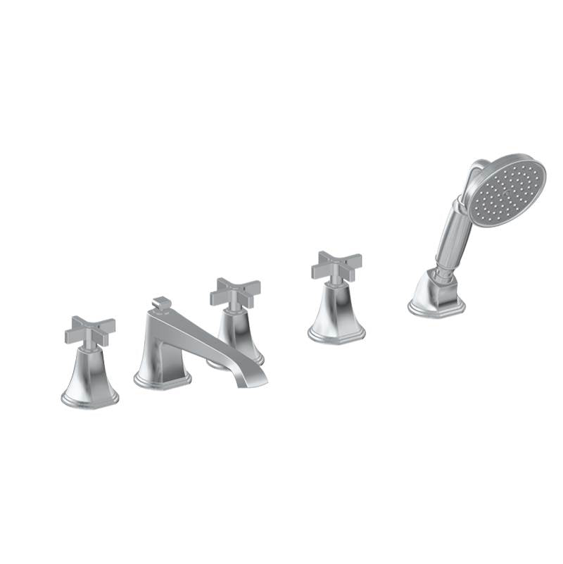Graff - Finezza UNO Roman Tub Set w/Handshower w/Cross Handle (Rough and Trim) - Architectural White