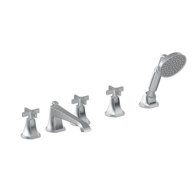 Graff - Finezza UNO Roman Tub Set w/Handshower w/Cross Handle (Rough and Trim) - Architectural White