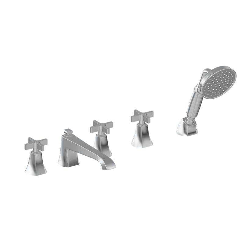 Graff - Finezza DUE Roman Tub Set w/Handshower w/Cross Handle (Rough and Trim) - Architectural White